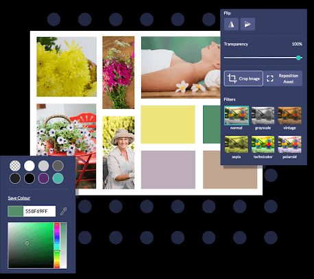 Moodboard images filters in design wizard app