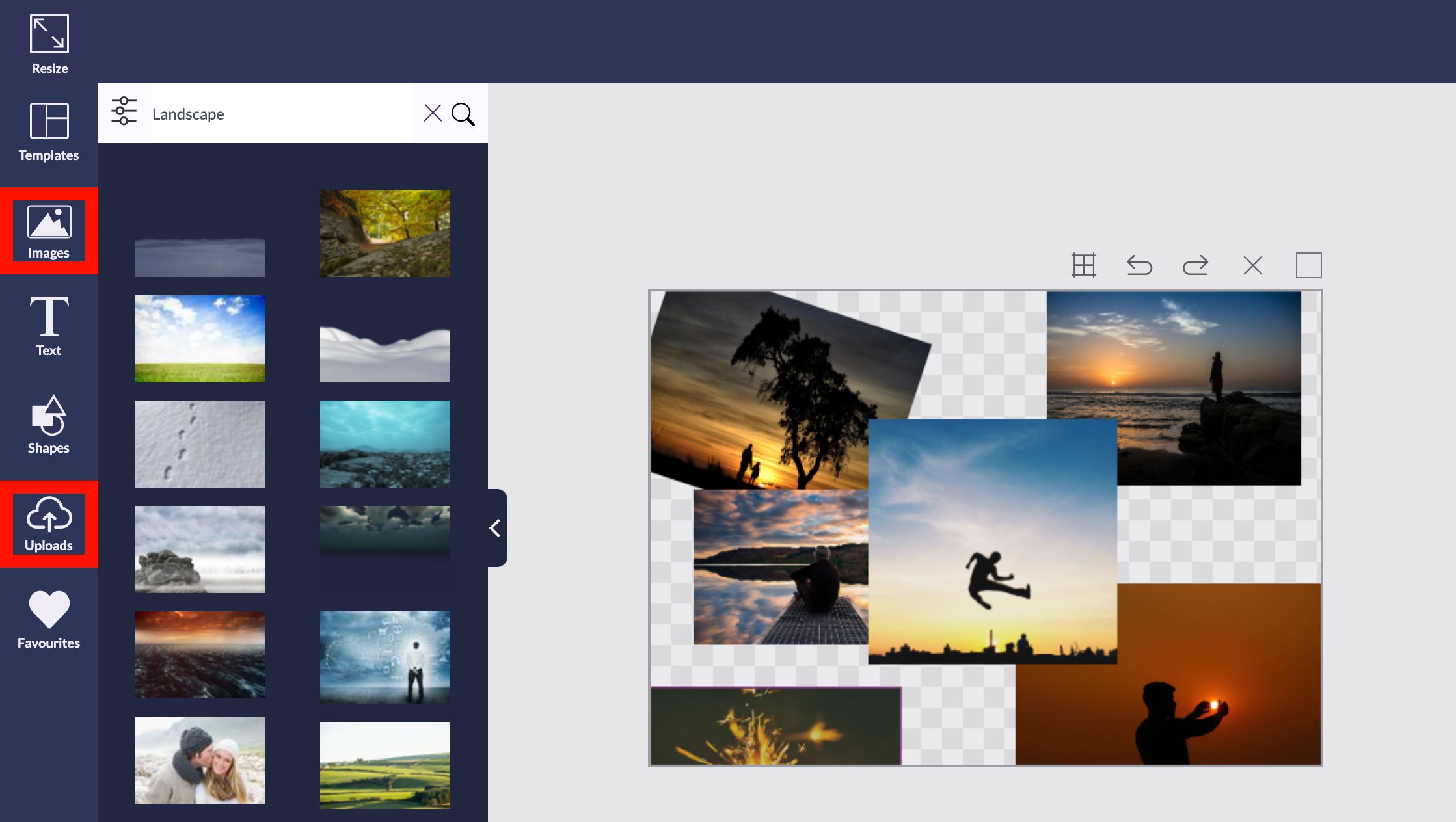 Screenshot of the Editing Process with the Images and Upload Options Highlighted - How to make a collage: A complete inspirational guide with examples - Image