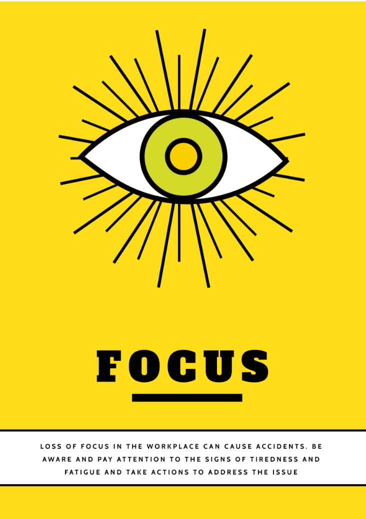 Yellow Focus Warning Poster with information and eye design - Color theory for designers: The art of using color symbolism - Image