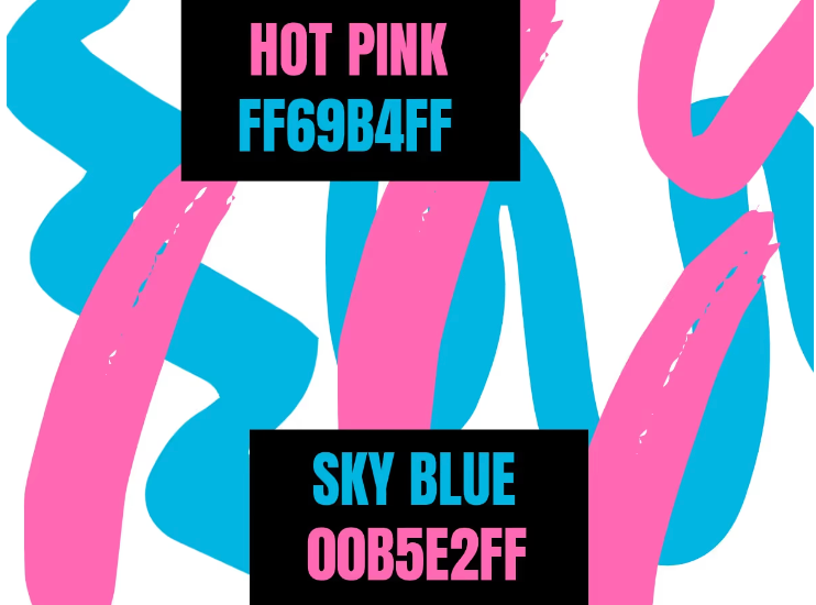 Color Combination Strokes of Hot Pink (FF69B4FF) and Sky Blue (00B5E2FF) - Color theory for designers: The art of using color symbolism - Image